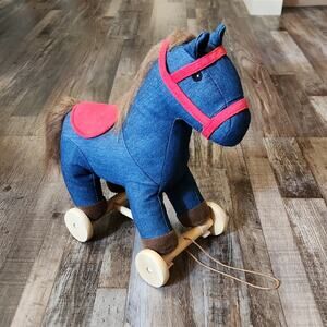 Sound N Lights Pull Along Denim Horse Toy Kids No Sound Or Motion Plush Western